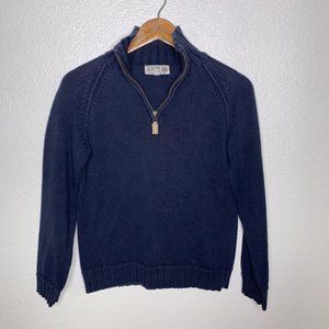 Boys Navy Blue Cotton Half Zip Cotton Pullover